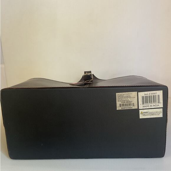 Zimlay Natural Leather Magazine Holder With Belt Strap Handle Handmade - Picture 9 of 9